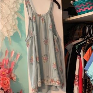 Mint floral tank